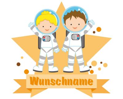 Buntes Wandtattoo Trschild "Astronauten"