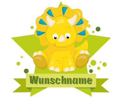 Buntes Wandtattoo Trschild  Baby Dino 