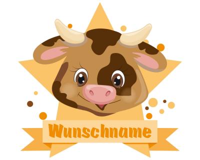 Buntes Wandtattoo Trschild  Lustige Kuh 