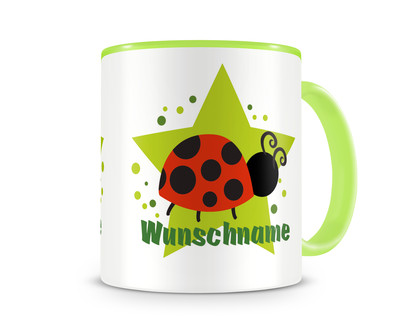 Tasse mit einem lustigen Marienkfer als Motiv