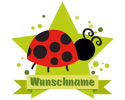 Buntes Wandtattoo Trschild  Lustiger Marienkfer 