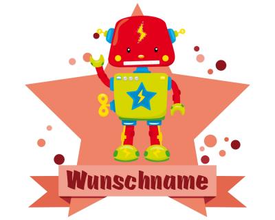 Buntes Wandtattoo Trschild  Lustiger Roboter 