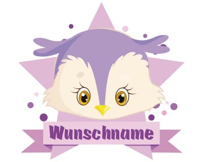 Buntes Wandtattoo Trschild  Kleine Eule 