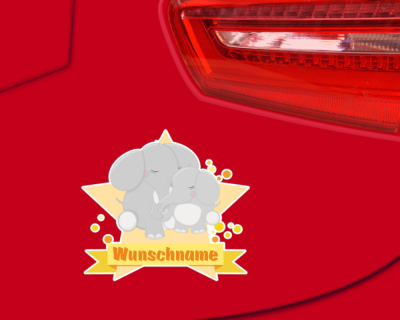 Kuschelnde Elefanten Aufkleber mit Namen