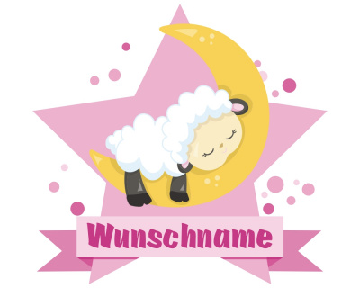 Buntes Wandtattoo Trschild  Schlaf Schaf 