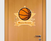 Buntes Wandtattoo Türschild "Basketball"