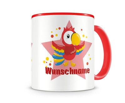 Tasse mit einem lustigen Papagei als Motiv