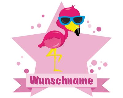 Buntes Wandtattoo Trschild "Flamingo"