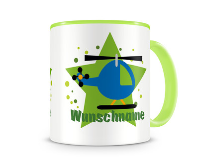 Tasse mit einem Hubschrauber als Motiv