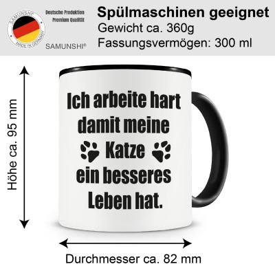 Tasse mit dem Motiv Ich arbeite hart Katzen Spruch - Ansicht 2