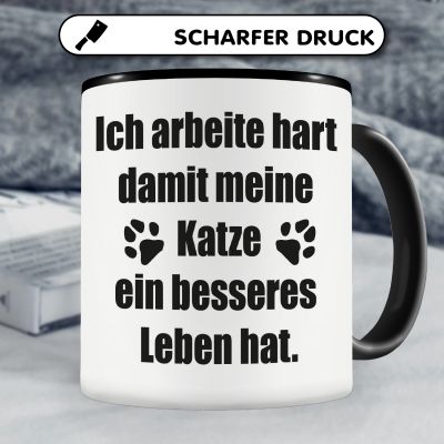 Tasse mit dem Motiv Ich arbeite hart Katzen Spruch - Ansicht 5