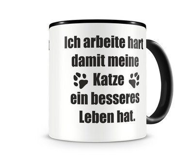 Tasse mit dem Motiv Ich arbeite hart Katzen Spruch - Ansicht 1