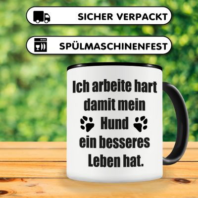 Tasse mit dem Motiv Ich arbeite hart Hunde Spruch - Ansicht 4