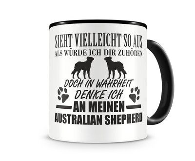 Tasse mit dem Motiv Ich denke an meinen Australian Shepherd Tasse