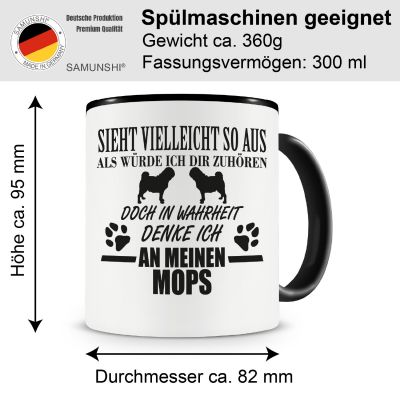 Tasse mit dem Motiv Ich denke an meinen Mops Tasse