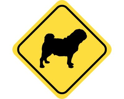 Warnschild Mops Aufkleber Aufkleber