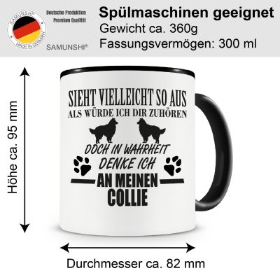 Tasse mit dem Motiv Ich denke an meinen Collie Tasse