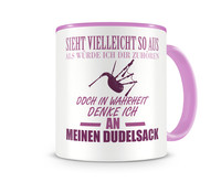 Tasse mit dem Motiv Ich denke an meinen Dudelsack Tasse Modellnummer  rosa/rosa