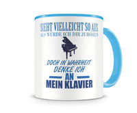 Tasse mit dem Motiv Ich denke an mein Klavier Tasse Modellnummer  hellblau/hellblau