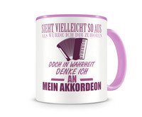 Tasse mit dem Motiv Ich denke an mein Akkordeon Tasse Modellnummer  rosa/rosa