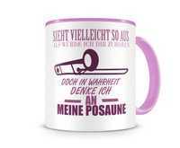 Tasse mit dem Motiv Ich denke an meine Posaune Tasse Modellnummer  rosa/rosa