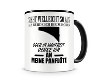Tasse mit dem Motiv Ich denke an meine Panflte Tasse Modellnummer  schwarz/schwarz