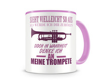 Tasse mit dem Motiv Ich denke an meine Trompete Tasse Modellnummer  rosa/rosa
