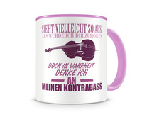 Tasse mit dem Motiv Ich denke an meinen Kontrabass Tasse Modellnummer  rosa/rosa