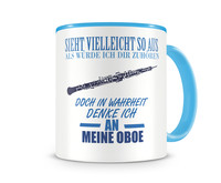 Tasse mit dem Motiv Ich denke an meine Oboe Tasse Modellnummer  hellblau/hellblau