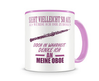 Tasse mit dem Motiv Ich denke an meine Oboe Tasse Modellnummer  rosa/rosa