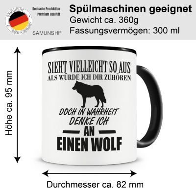 Tasse mit dem Motiv Ich denke an einen Wolf Tasse