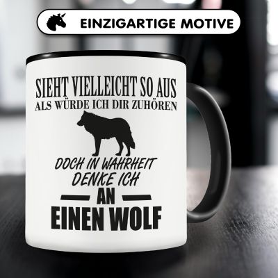 Tasse mit dem Motiv Ich denke an einen Wolf - Ansicht 3