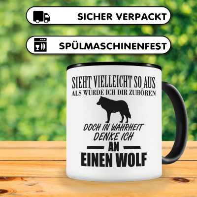 Tasse mit dem Motiv Ich denke an einen Wolf - Ansicht 4