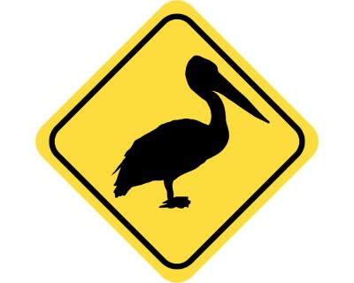 Warnschild Pelikan Aufkleber