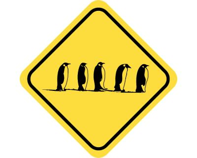 Warnschild Pinguine Aufkleber Aufkleber