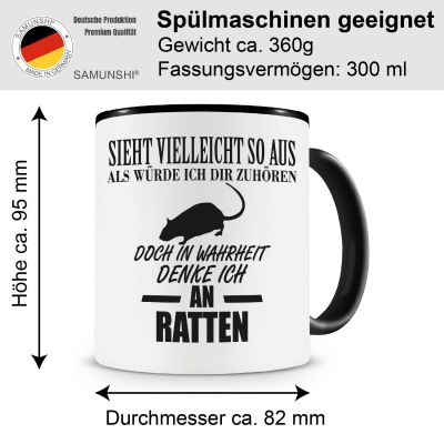 Tasse mit dem Motiv Ich denke an Ratten Tasse