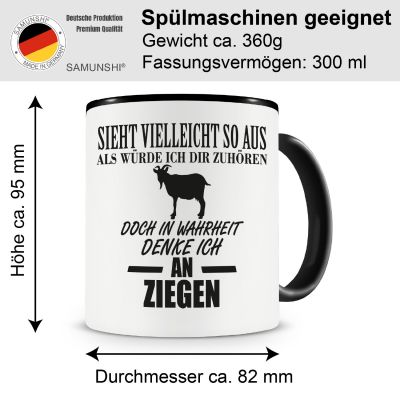 Tasse mit dem Motiv Ich denke an Ziegen Tasse