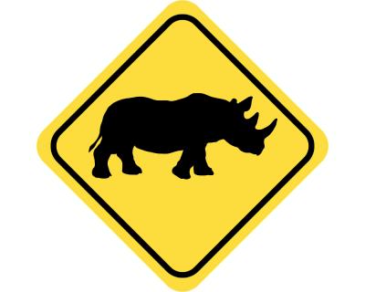 Warnschild Nashorn Aufkleber