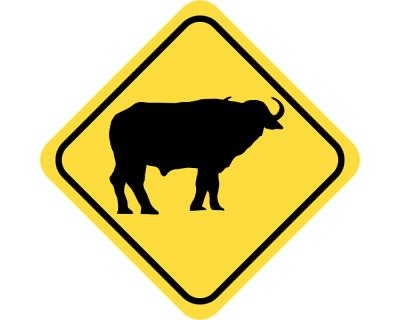 Warnschild Büffel Aufkleber