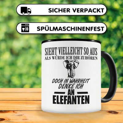 Tasse mit dem Motiv Ich denke an Elefanten - Ansicht 4