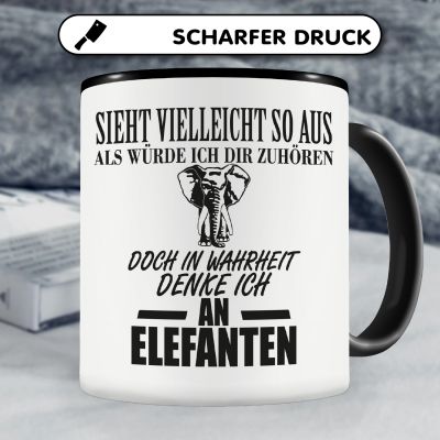 Tasse mit dem Motiv Ich denke an Elefanten - Ansicht 5