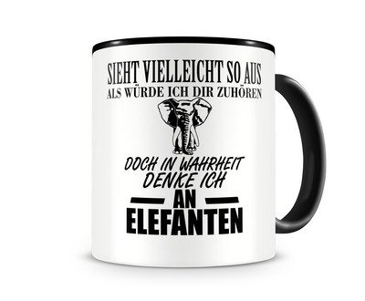 Tasse mit dem Motiv Ich denke an Elefanten