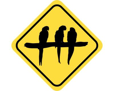 Warnschild Papageien Aufkleber