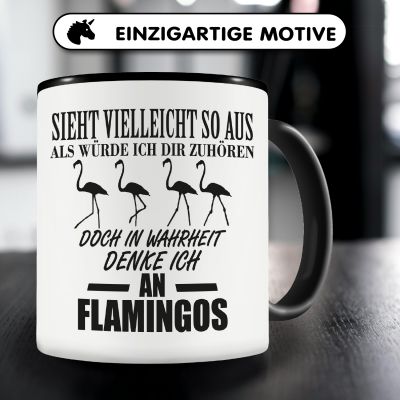 Tasse mit dem Motiv Ich denke an Flamingos - Ansicht 3