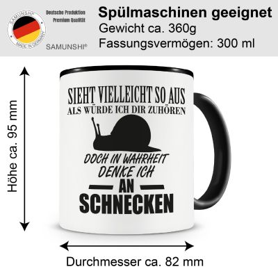 Tasse mit dem Motiv Ich denke an Schnecken Tasse