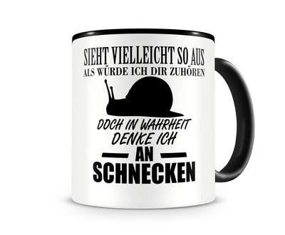 Tasse mit dem Motiv Ich denke an Schnecken