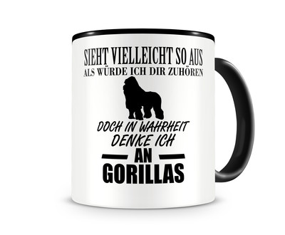 Tasse mit dem Motiv Ich denke an Gorillas