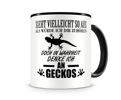 Tasse mit dem Motiv Ich denke an Geckos