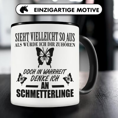 Tasse mit dem Motiv Ich denke an Schmetterlinge - Ansicht 3