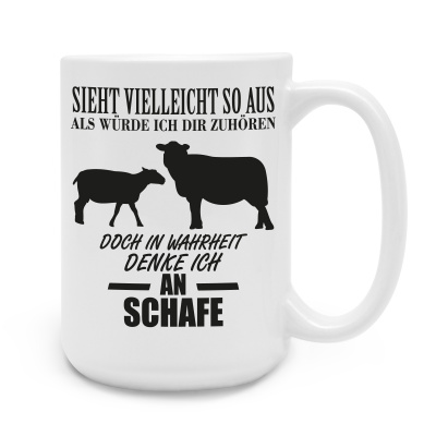 XXL Tasse mit dem Motiv Ich denke an Schafe